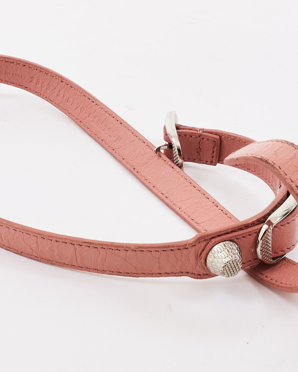 Balenciaga Pink Leather Arena Triple Tour Leather Wrap Bracelet