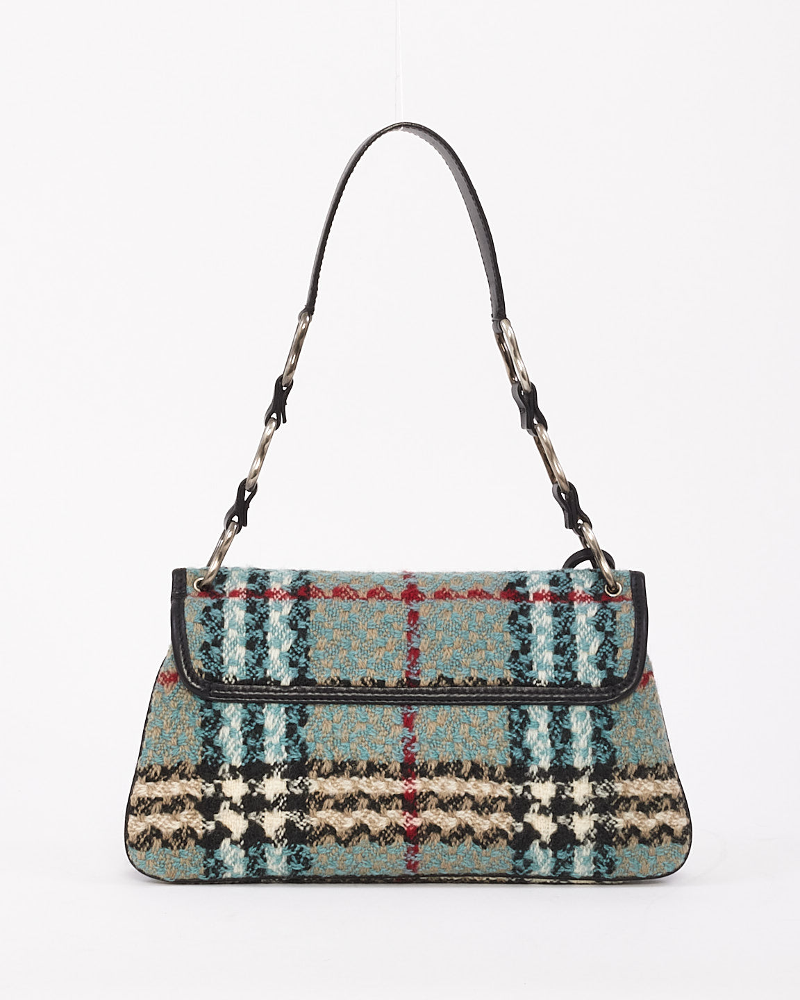 Burberry Sac à bandoulière en tweed bleu à imprimé à carreaux