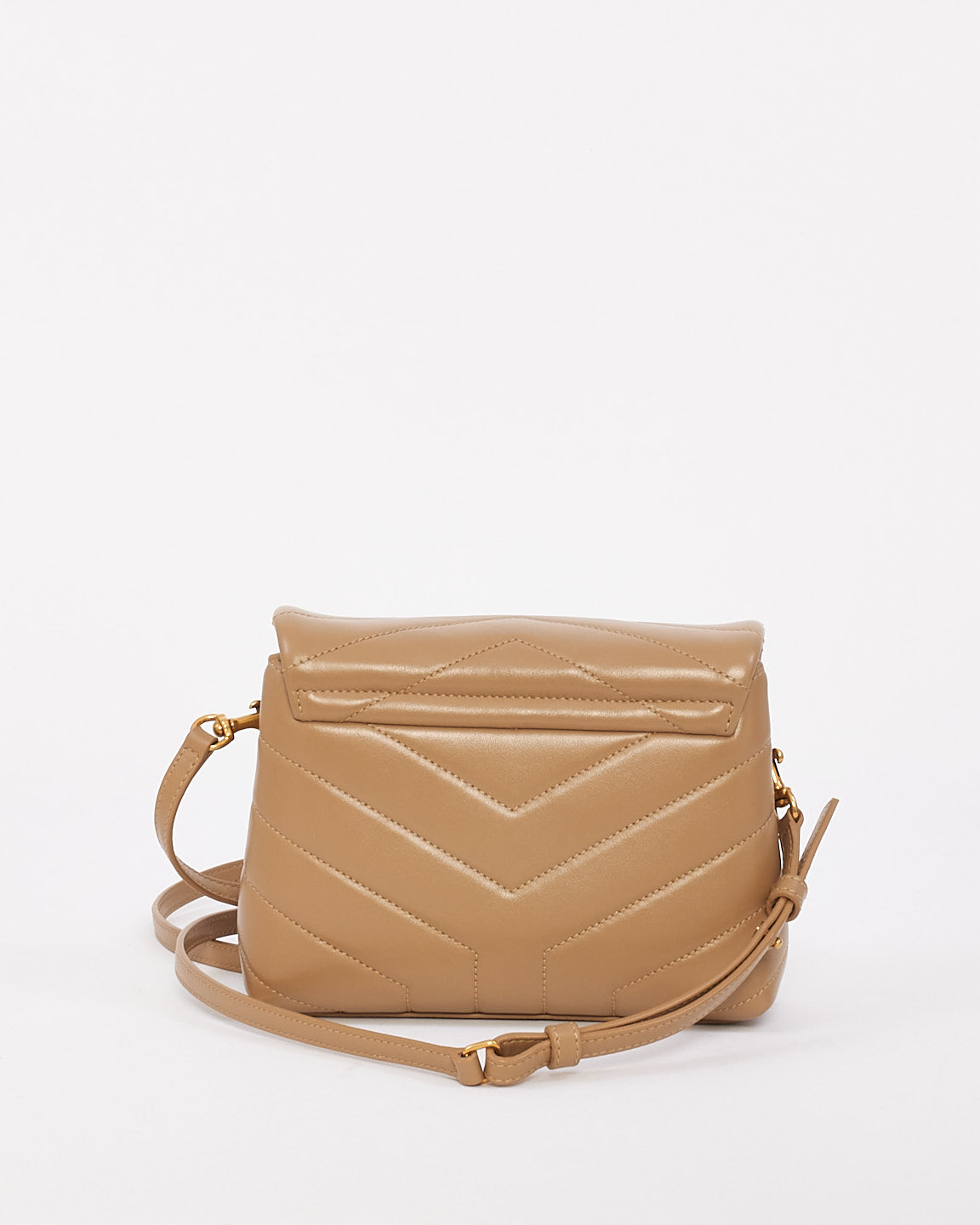 Saint Laurent Beige Y Chevron Leather Loulou Toy Shoulder Bag