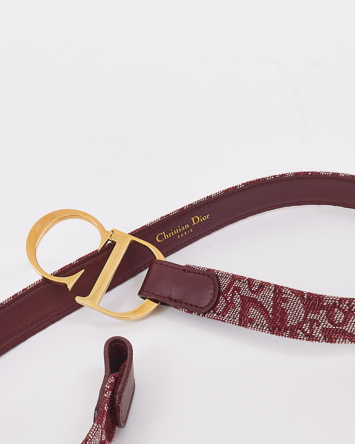 Ceinture à boucle avec logo CD en toile monogramme oblique rouge vintage Dior - 75