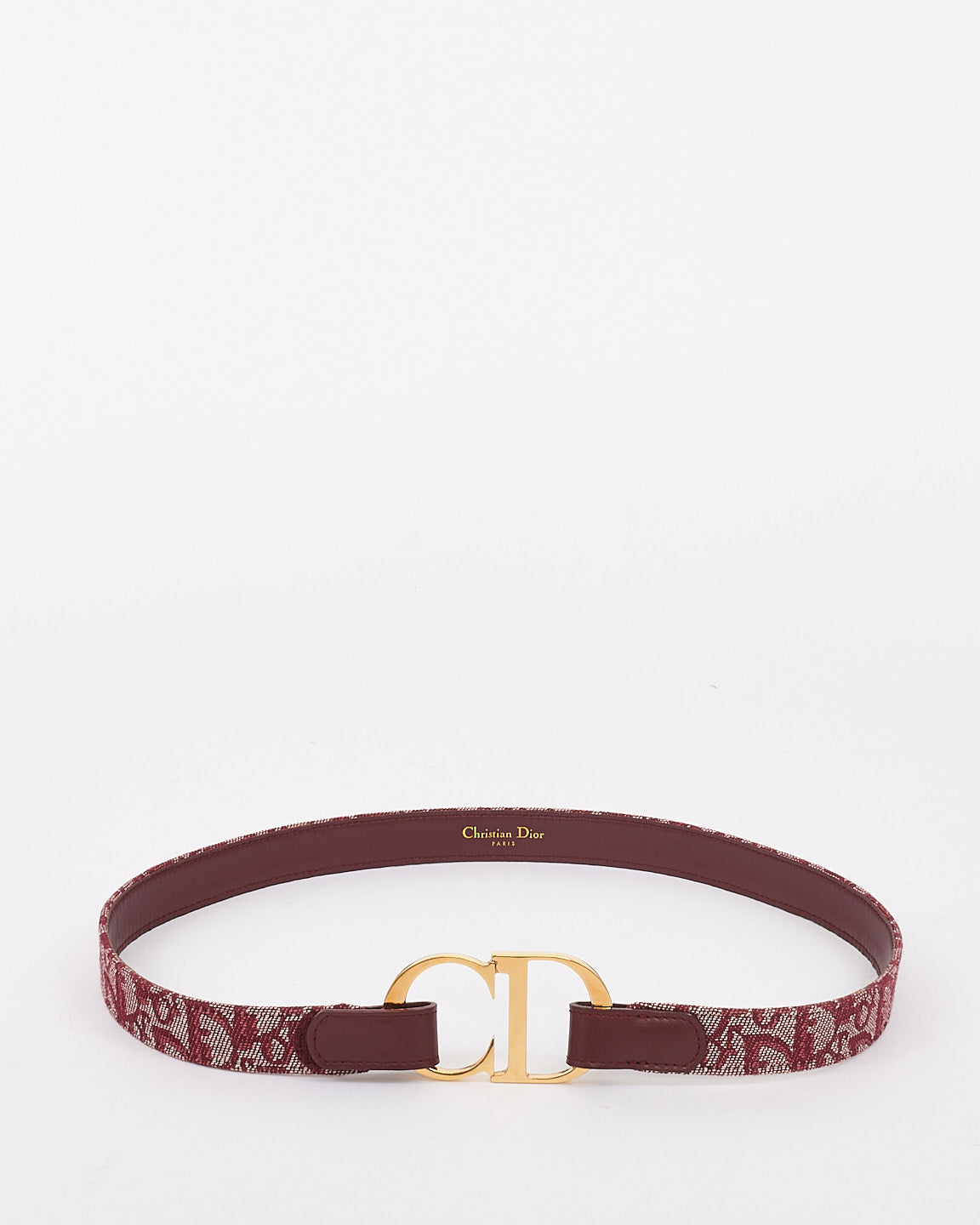 Ceinture à boucle avec logo CD en toile monogramme oblique rouge vintage Dior - 75