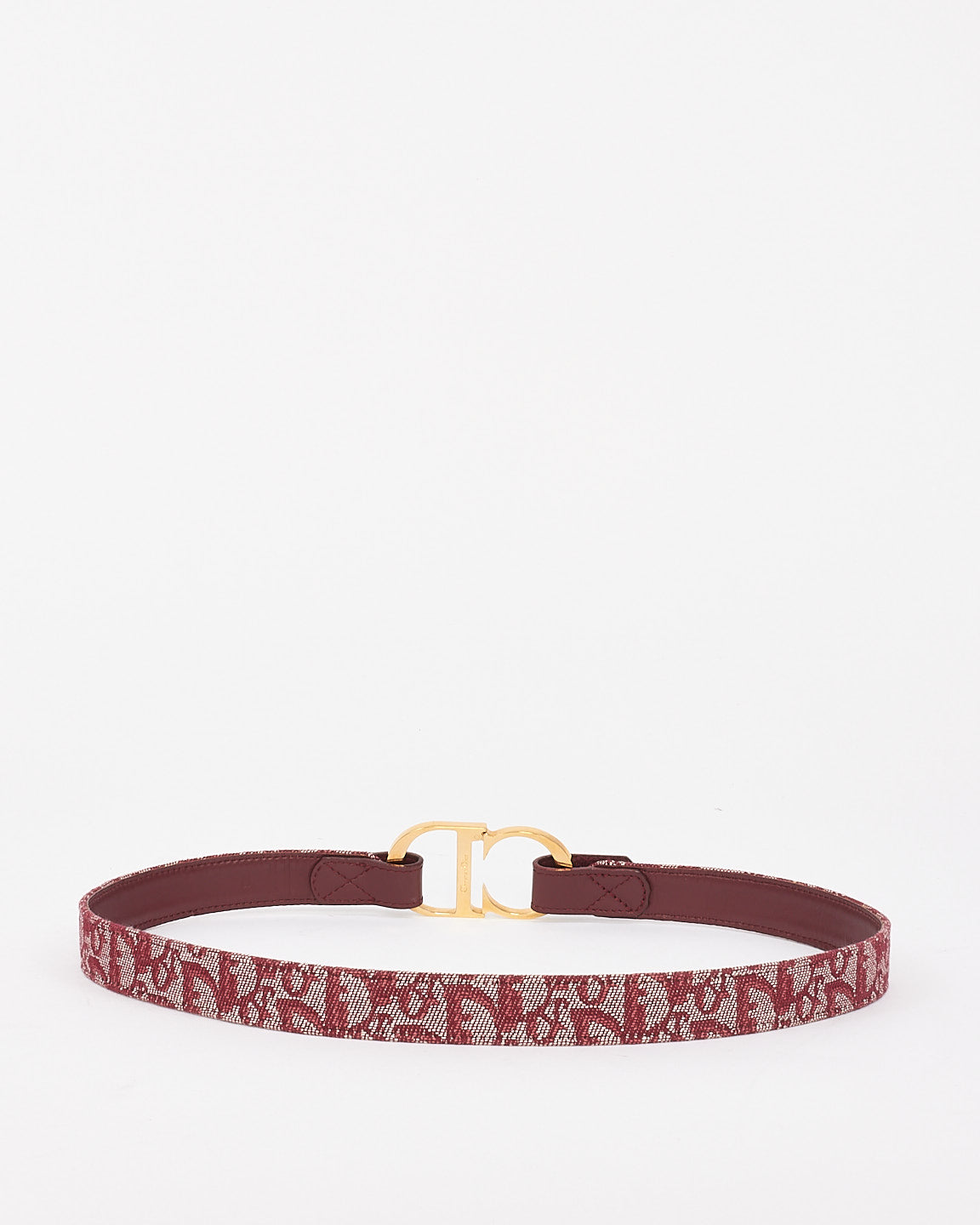 Ceinture à boucle avec logo CD en toile monogramme oblique rouge vintage Dior - 75