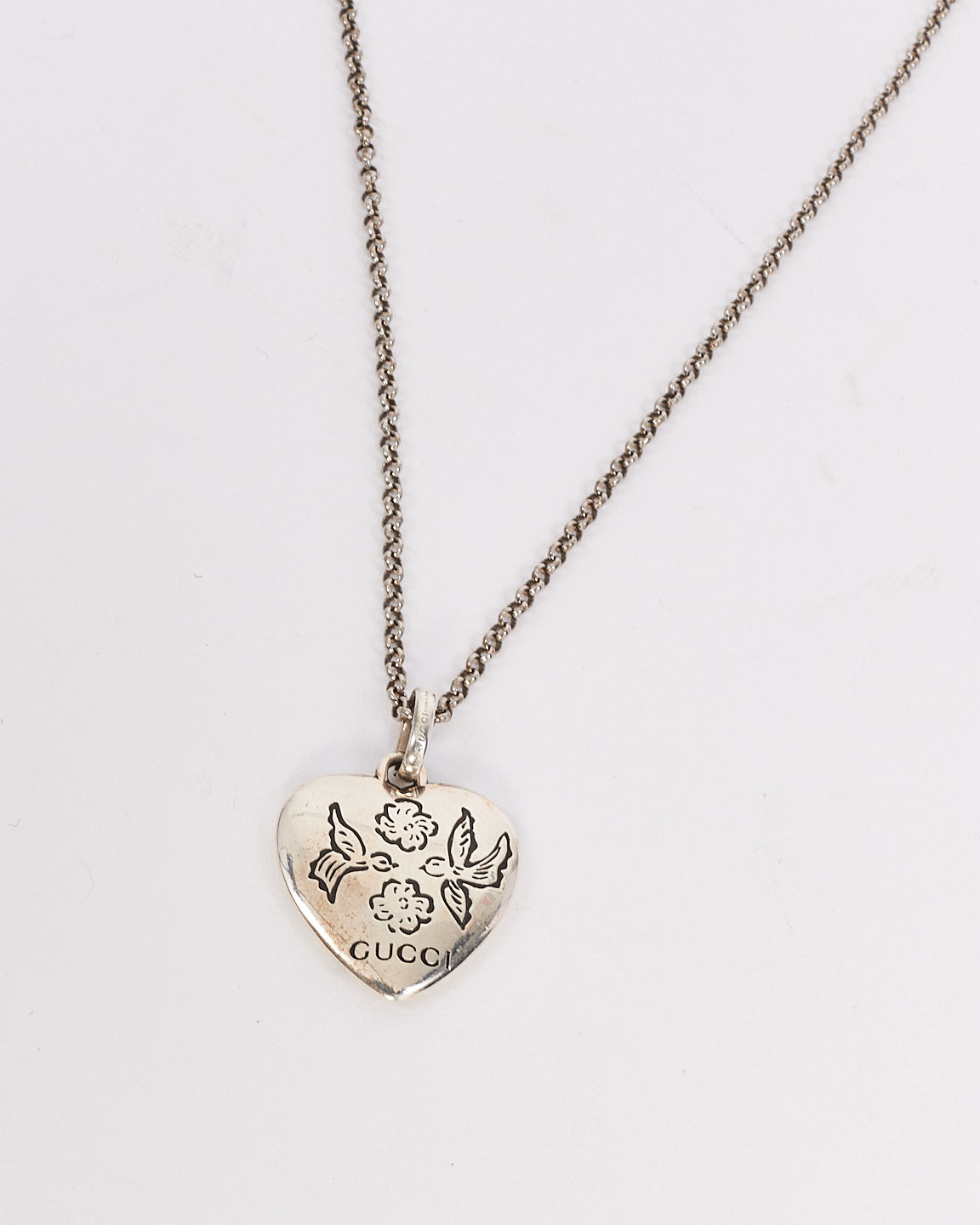 Gucci Silver Blind for Love Heart Pendant