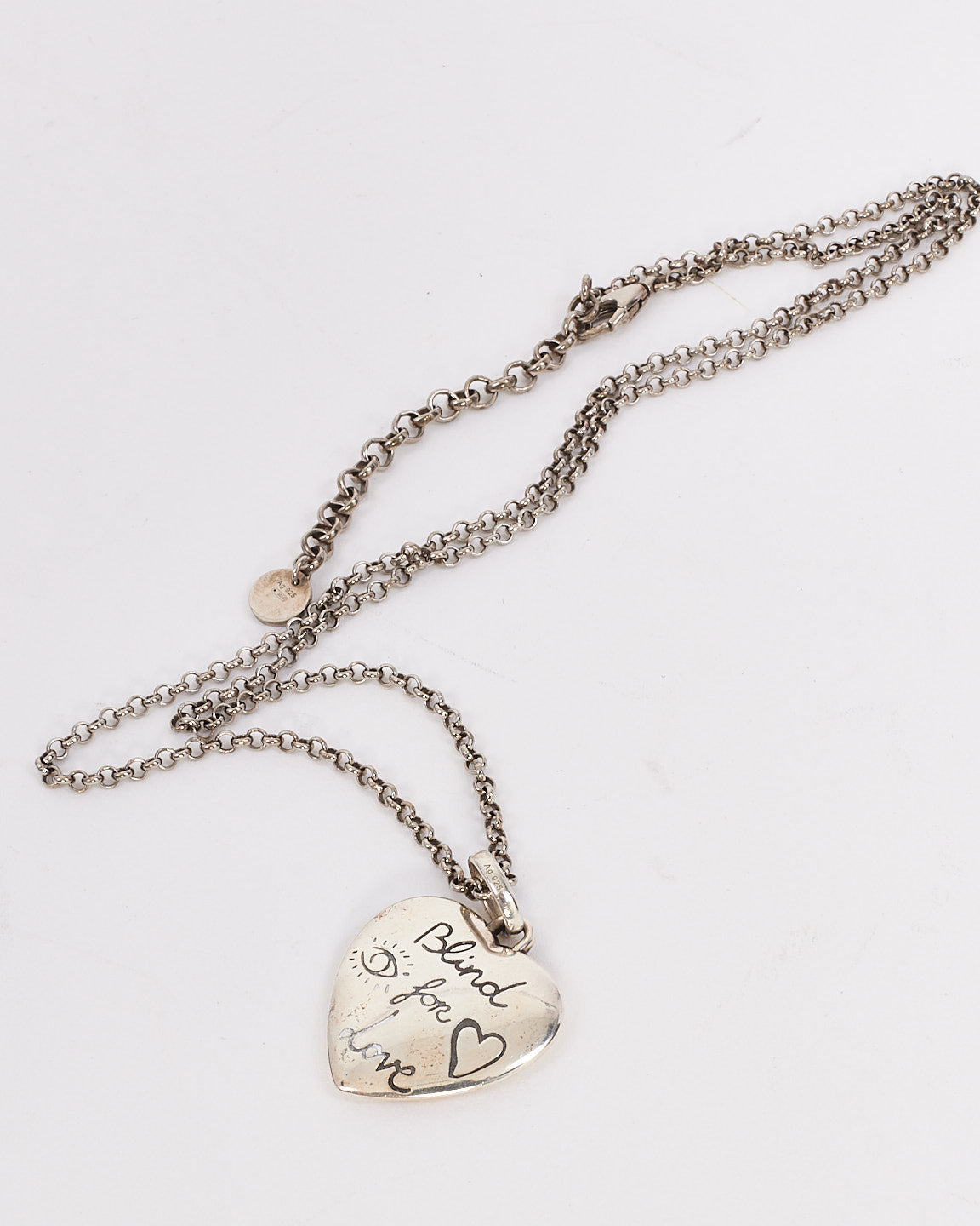 Gucci Silver Blind for Love Heart Pendant