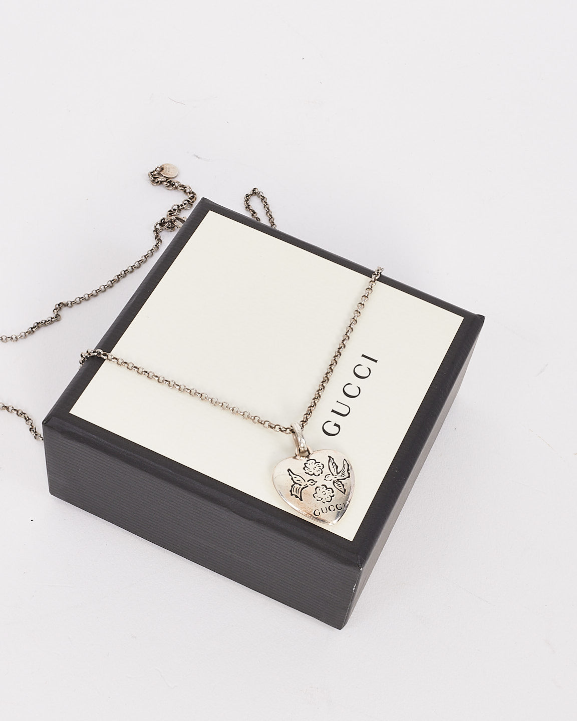 Gucci Silver Blind for Love Heart Pendant