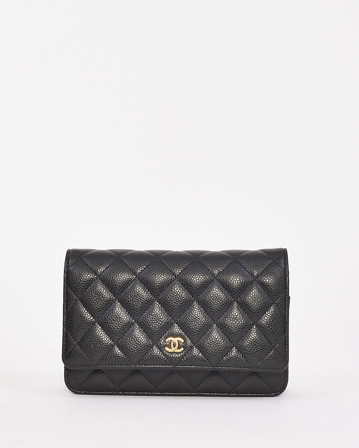 Chanel Black Caviar Wallet On Chain with Gold Hardware