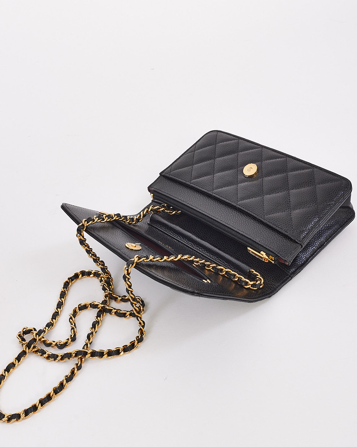 Chanel Black Caviar Wallet On Chain with Gold Hardware