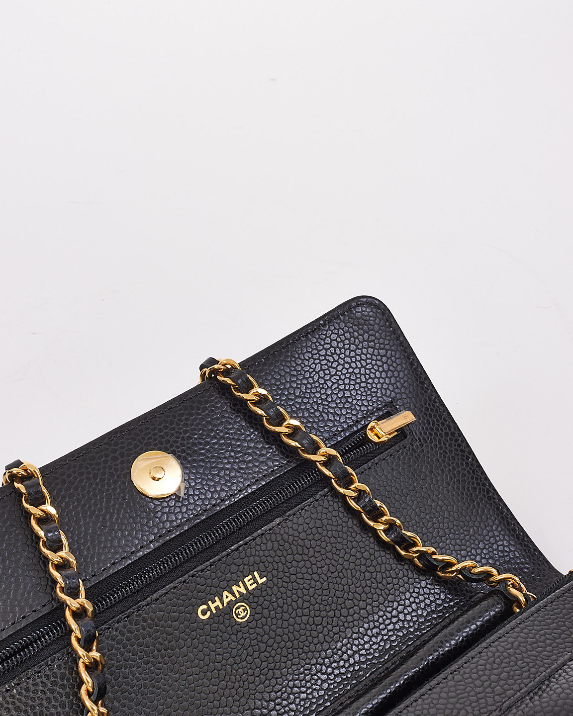 Chanel Black Caviar Wallet On Chain with Gold Hardware