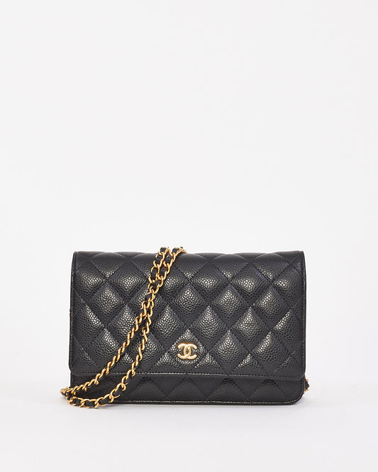 Chanel Black Caviar Wallet On Chain with Gold Hardware