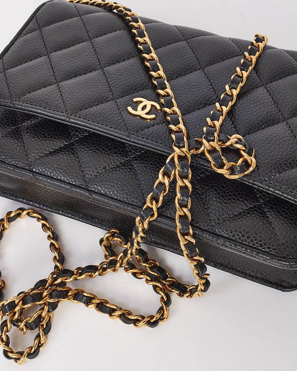 Chanel Black Caviar Wallet On Chain with Gold Hardware