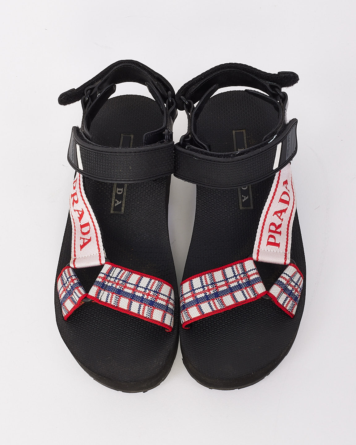 Prada Black Nomad Logo-print & Checked Canvas Sandals - 7