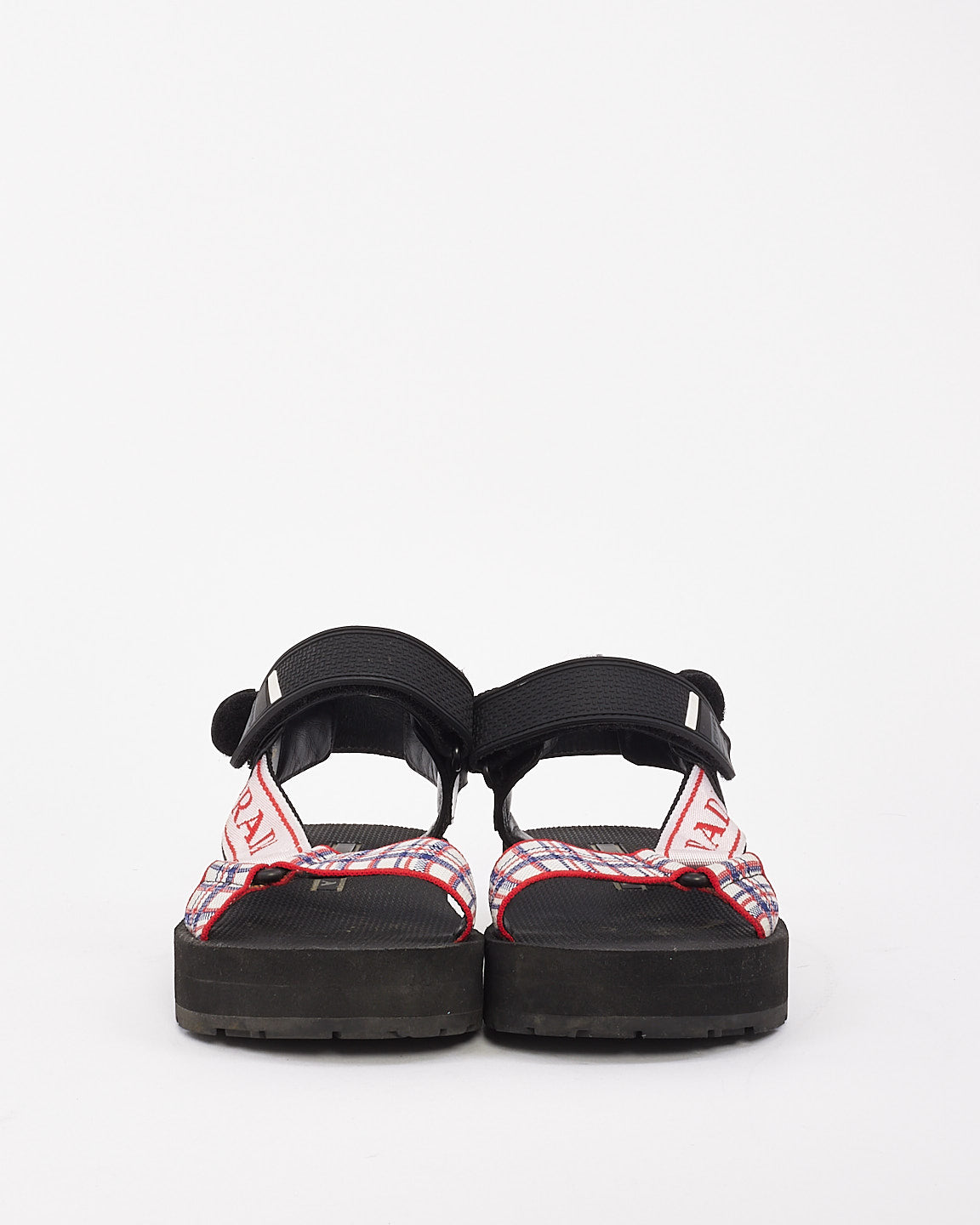 Prada Black Nomad Logo-print & Checked Canvas Sandals - 7