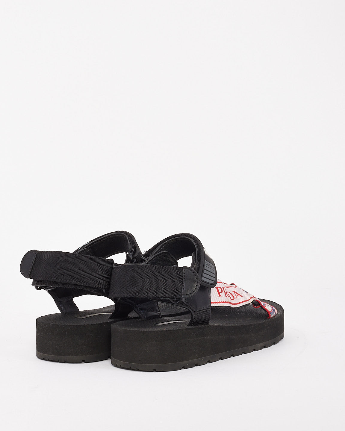 Prada Black Nomad Logo-print & Checked Canvas Sandals - 7