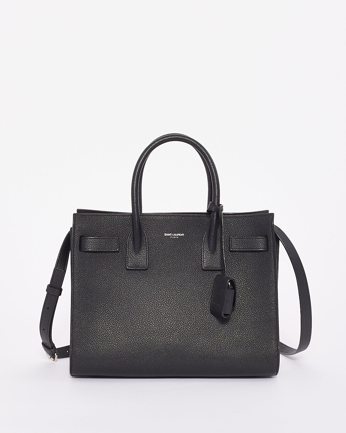 Saint Laurent Black Grained Leather Baby Sac Du Jour with Silver Hardware