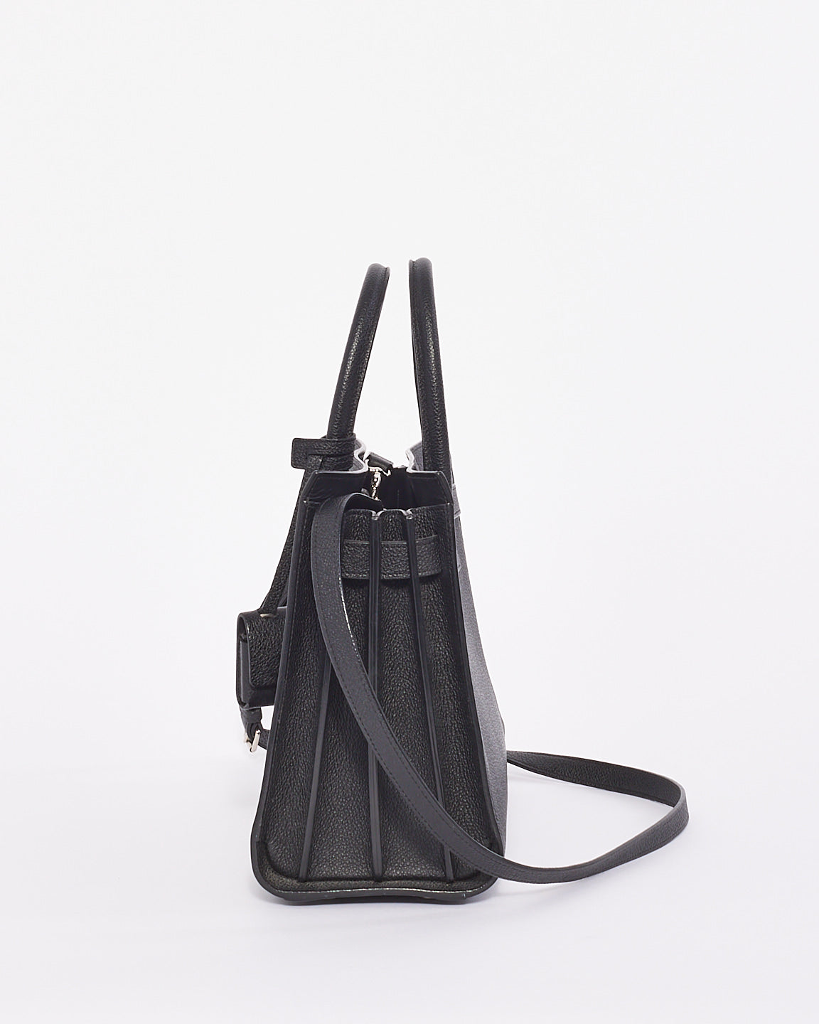 Saint Laurent Black Grained Leather Baby Sac Du Jour with Silver Hardware