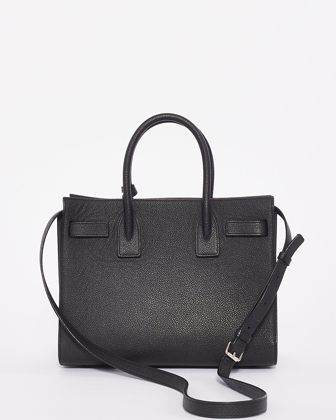 Saint Laurent Black Grained Leather Baby Sac Du Jour with Silver Hardware