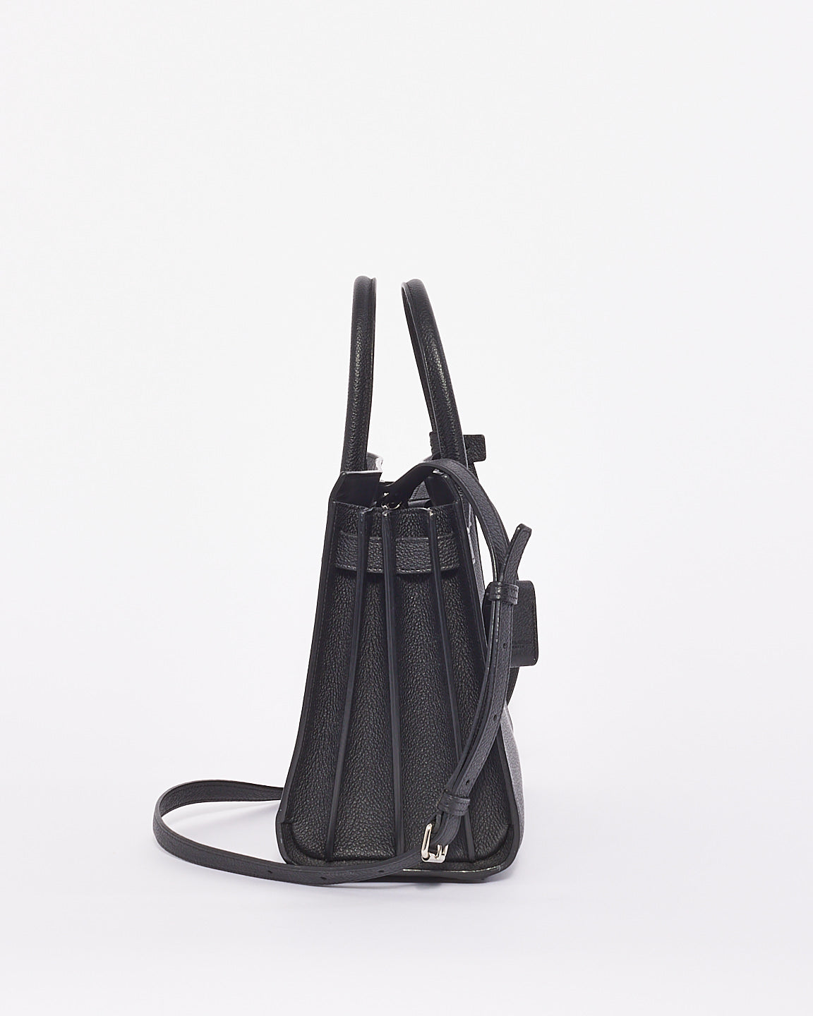 Saint Laurent Black Grained Leather Baby Sac Du Jour with Silver Hardware