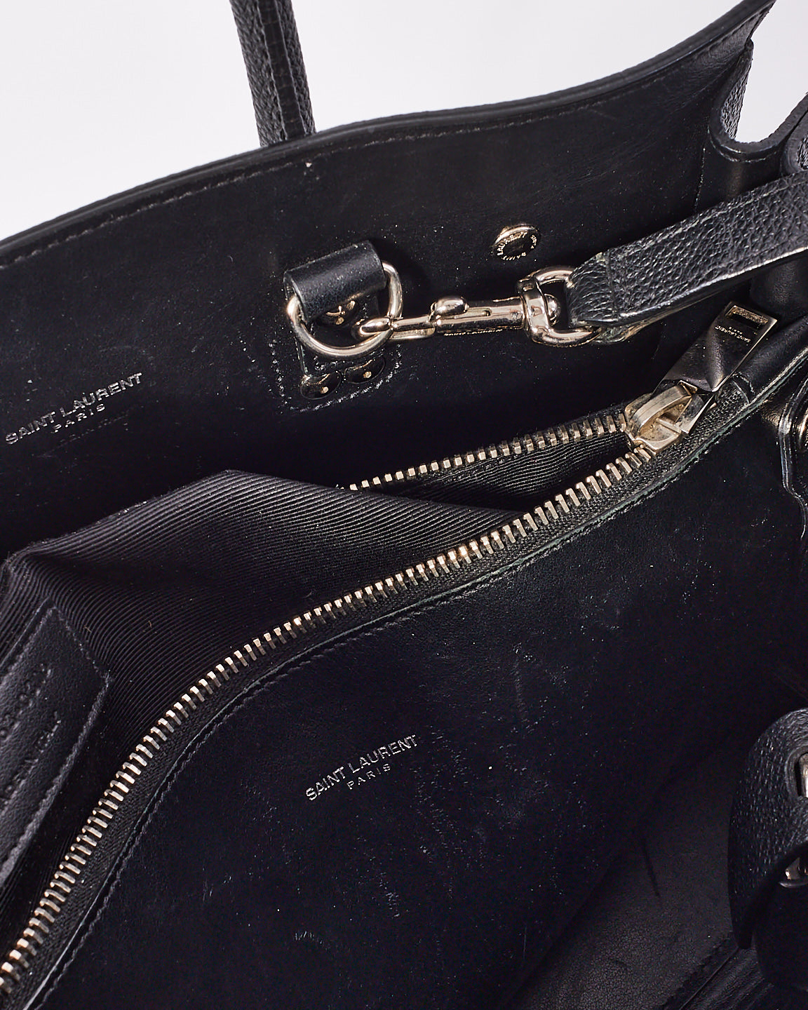 Saint Laurent Black Grained Leather Baby Sac Du Jour with Silver Hardware