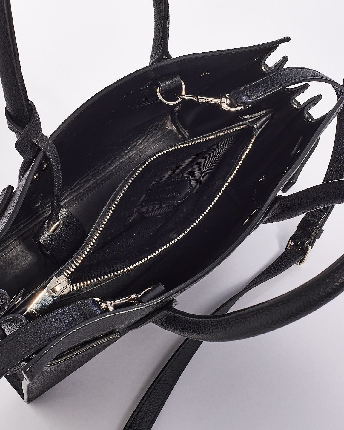 Saint Laurent Black Grained Leather Baby Sac Du Jour with Silver Hardware