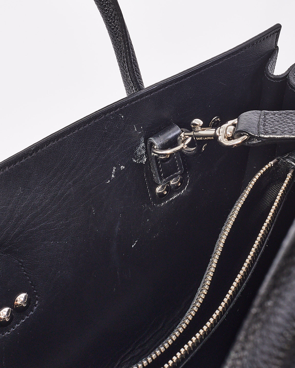 Saint Laurent Black Grained Leather Baby Sac Du Jour with Silver Hardware