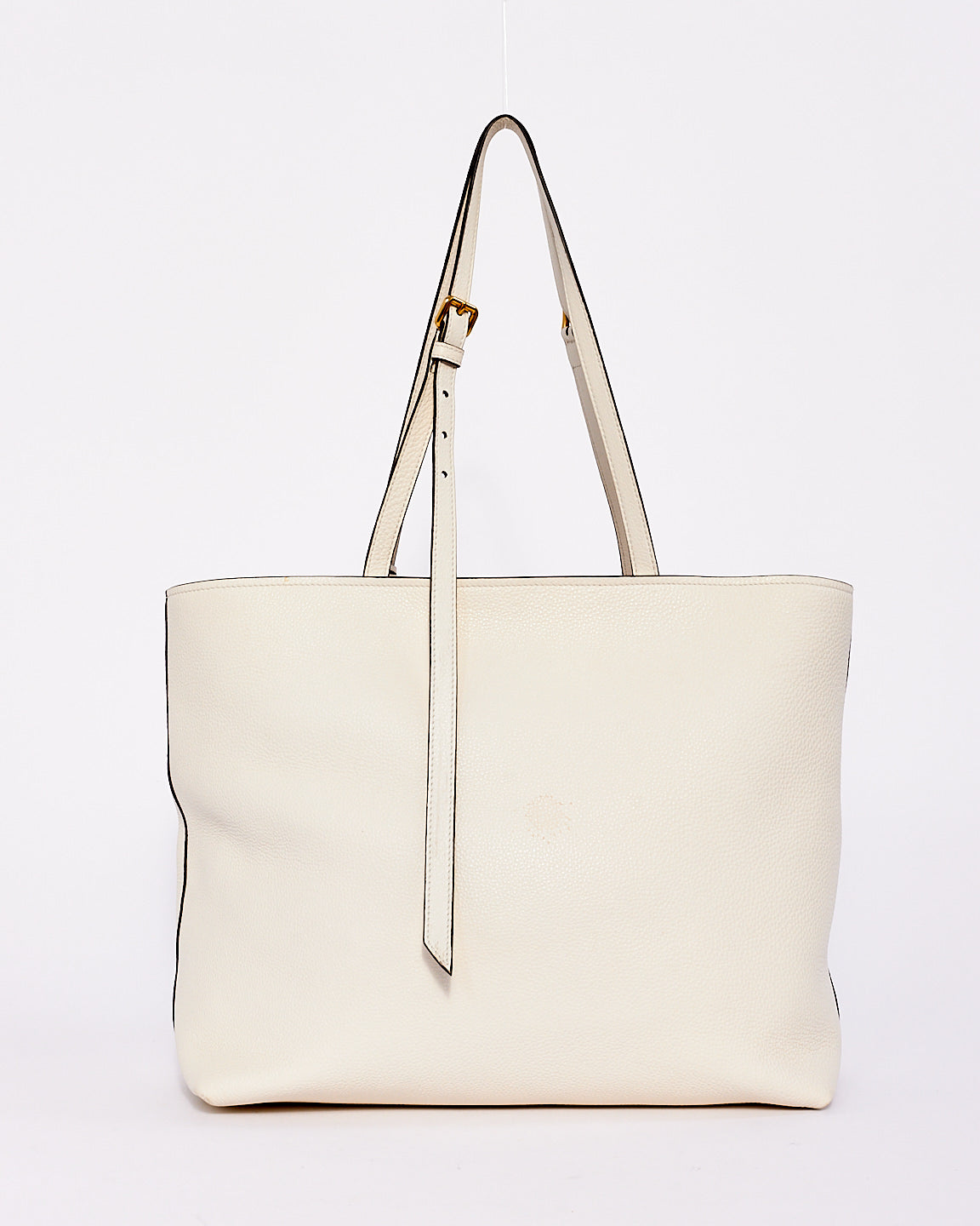 Prada White Vitello Leather Front Pocket Tote Bag