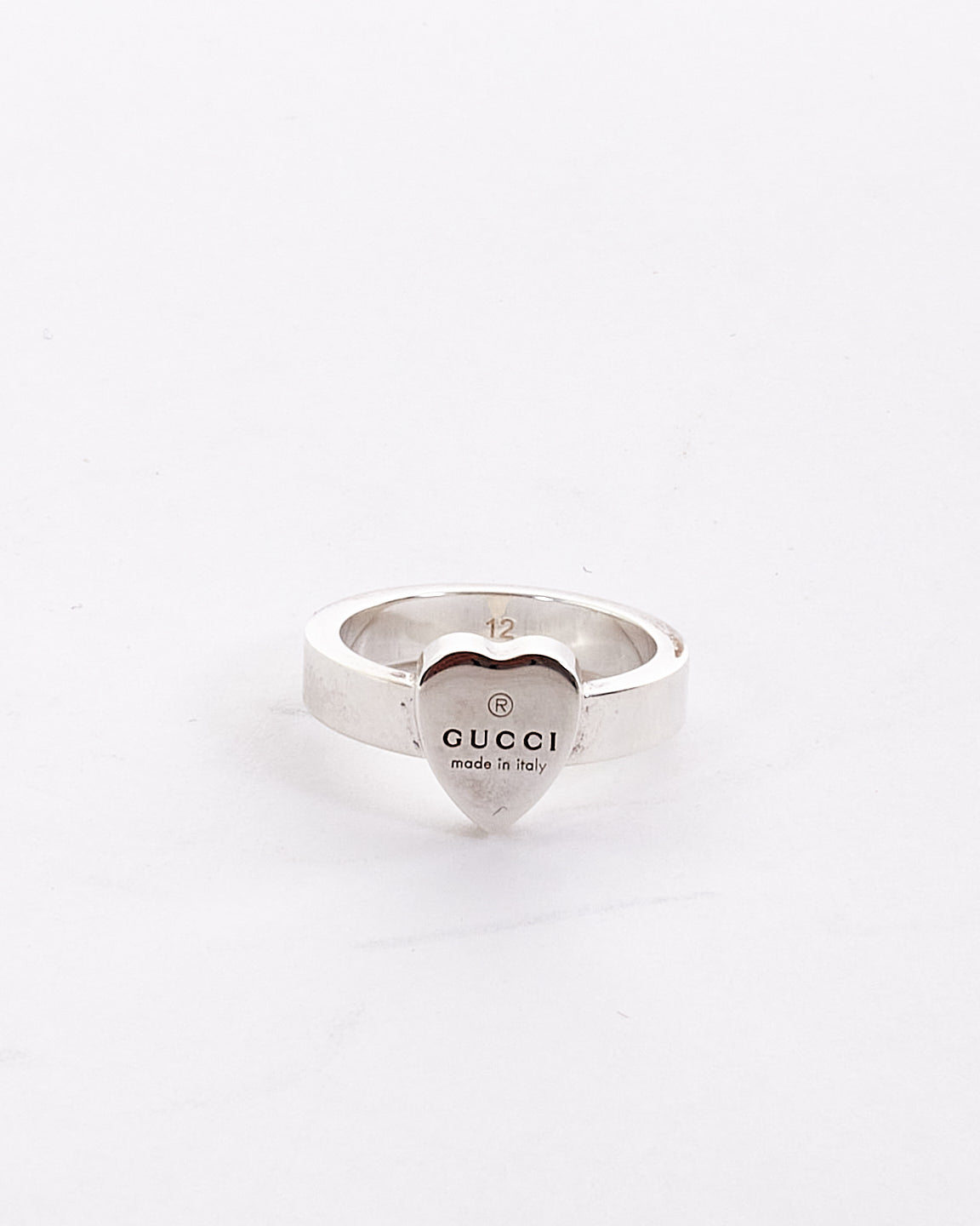 Gucci Silver Trademark Ring with Heart Pendant - 6