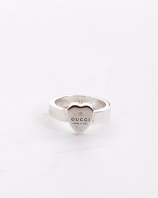 Gucci Silver Trademark Ring with Heart Pendant - 6