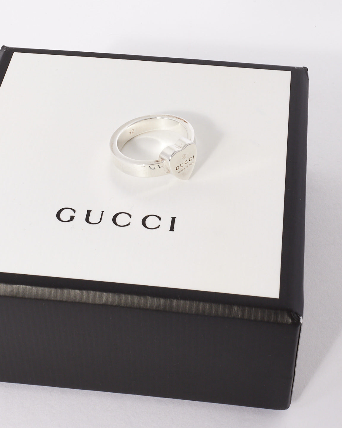 Gucci Silver Trademark Ring with Heart Pendant - 6