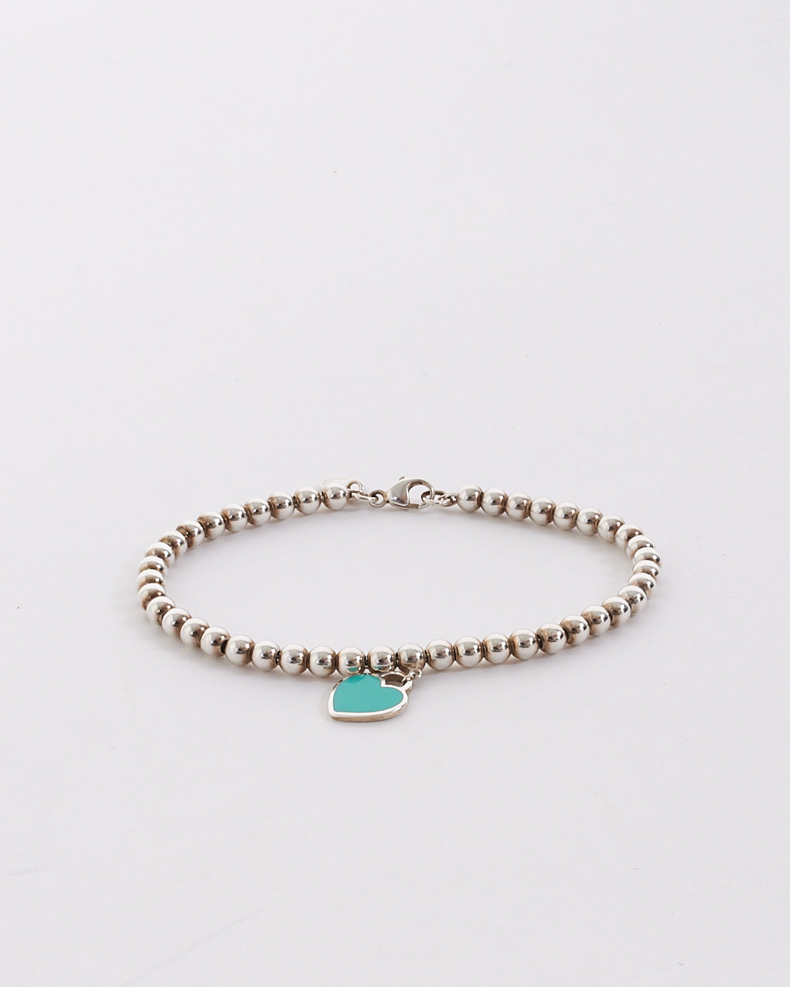 Tiffany & Co. Silver Blue Heart Tag Bead Bracelet