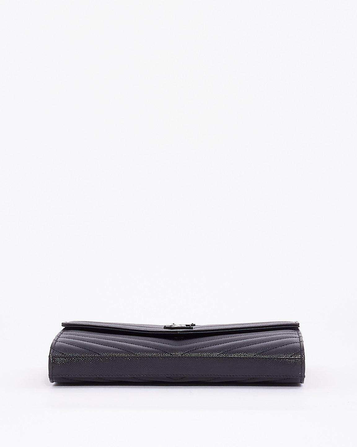 Saint Laurent Black Grain de Poudre Leather Matelasse Envelope Chain Wallet Bag BHW