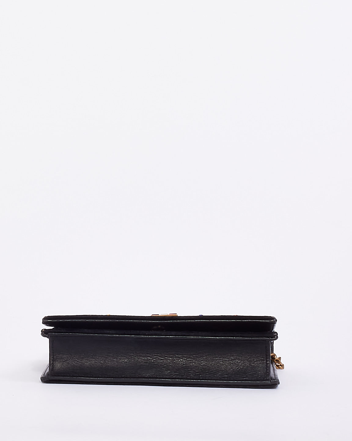 Saint Laurent Black Velvet Crystal Embellished Kate Wallet on Chain Bag