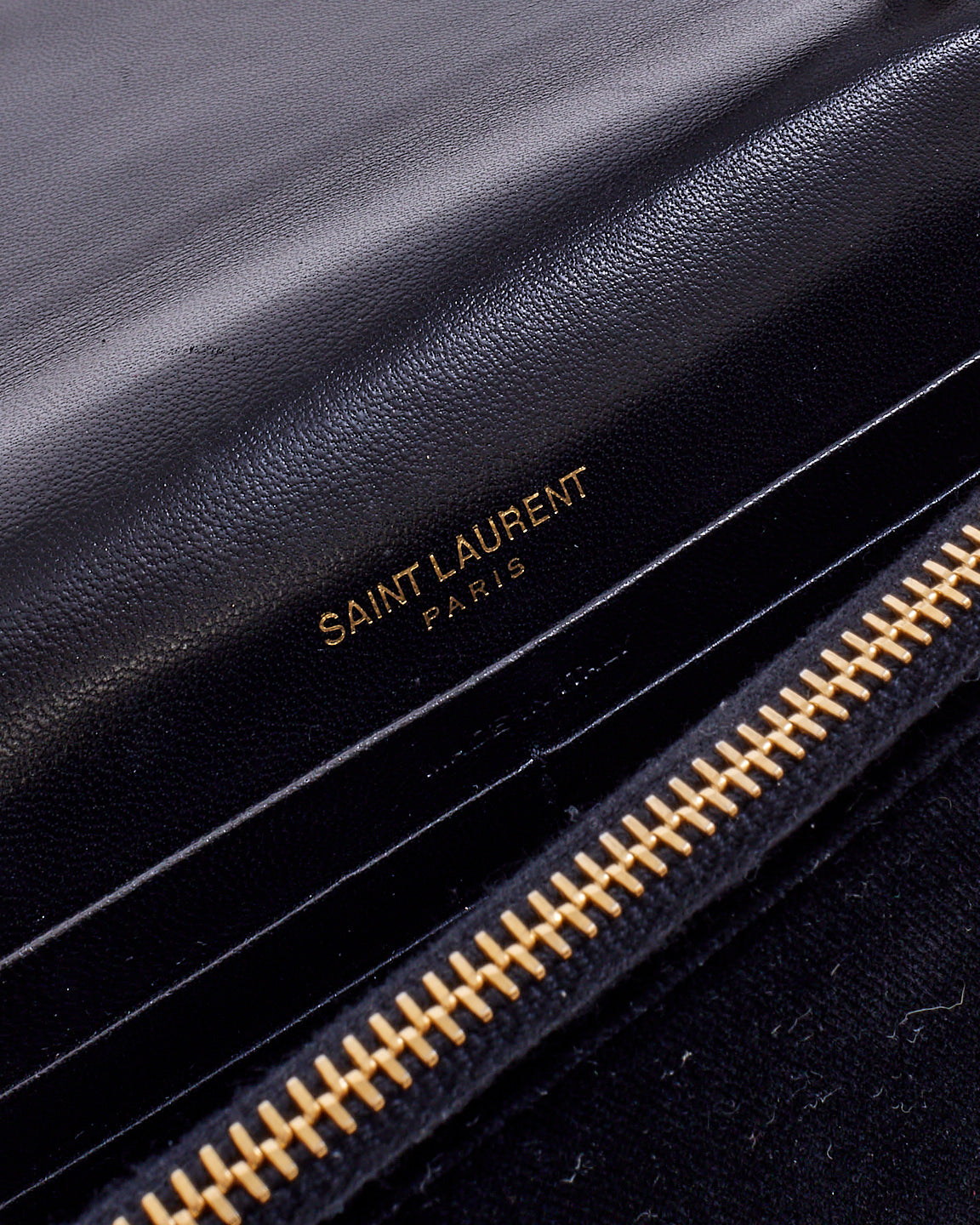 Saint Laurent Black Velvet Crystal Embellished Kate Wallet on Chain Bag