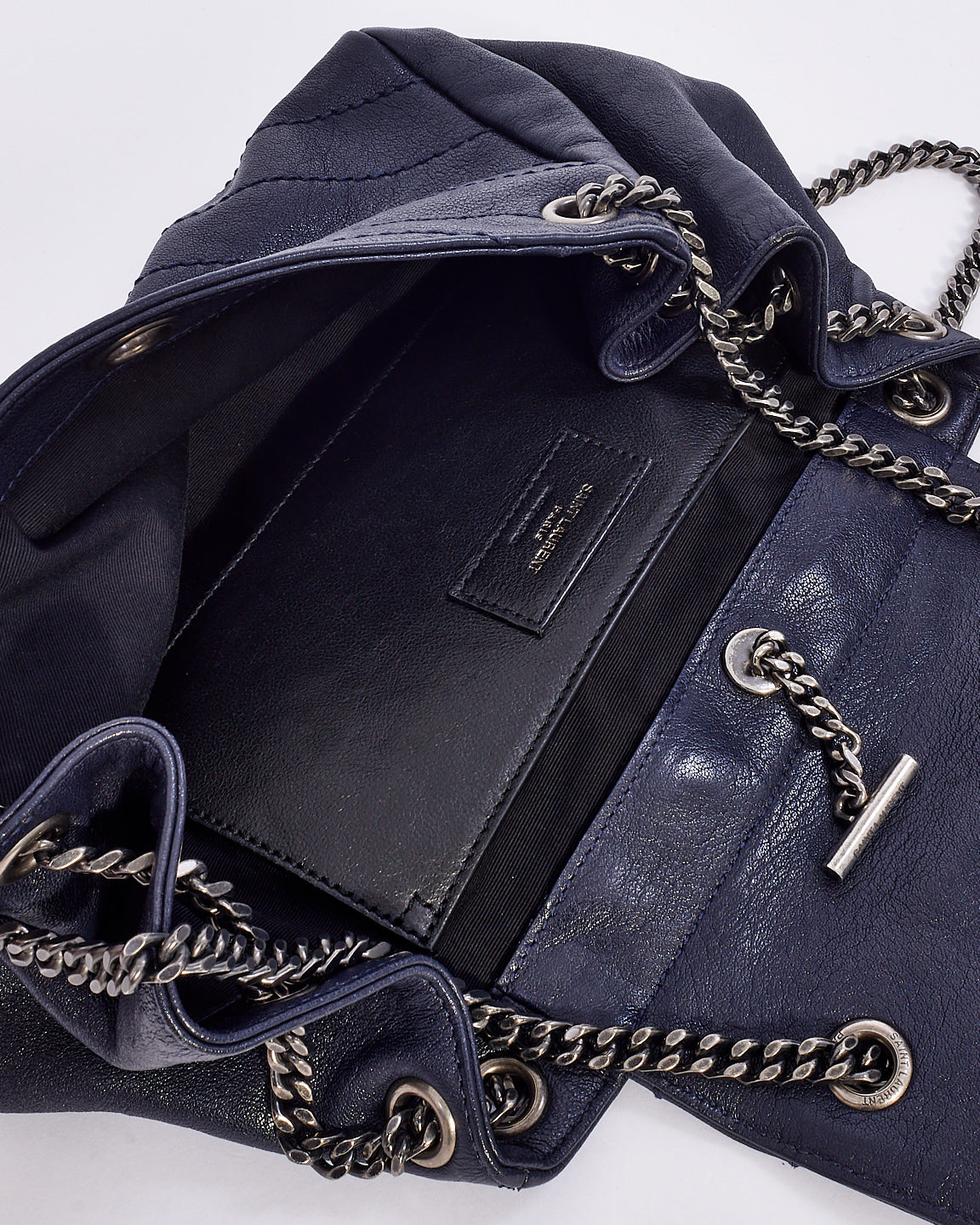 Saint Laurent Navy Blue Monogram Small Nolita Shoulder Bag