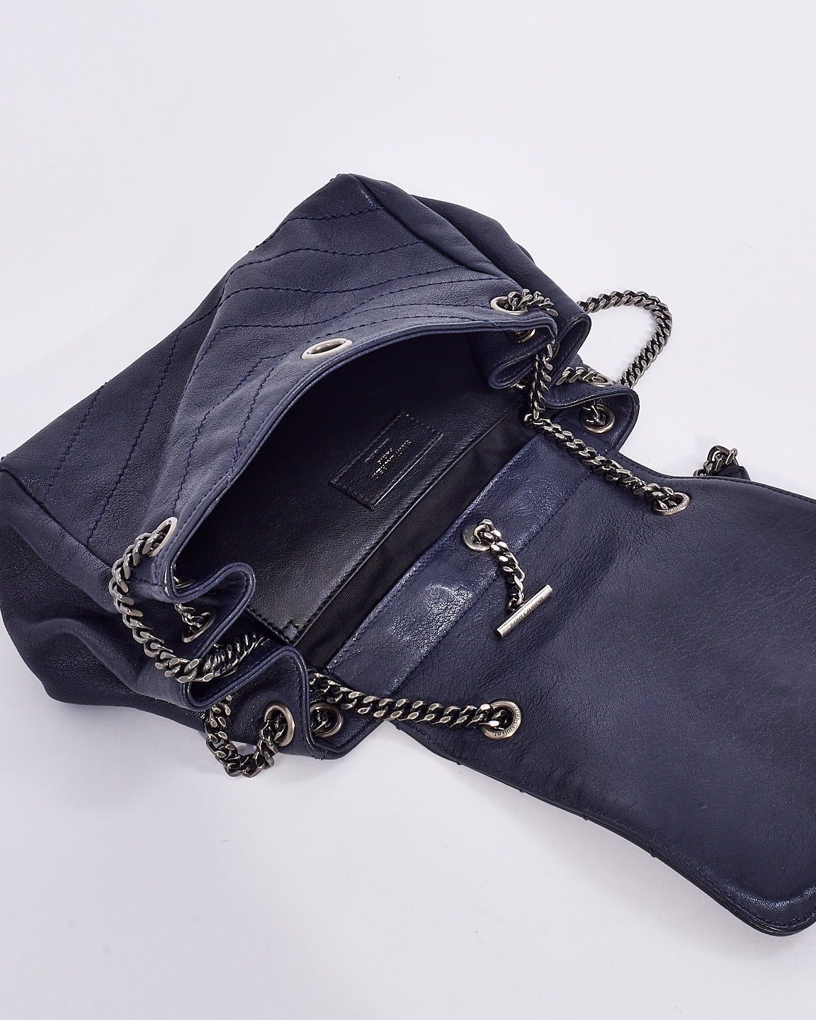 Saint Laurent Navy Blue Monogram Small Nolita Shoulder Bag