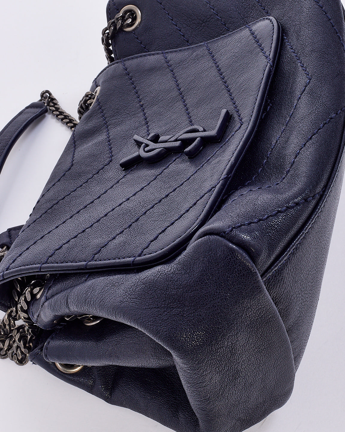 Saint Laurent Navy Blue Monogram Small Nolita Shoulder Bag