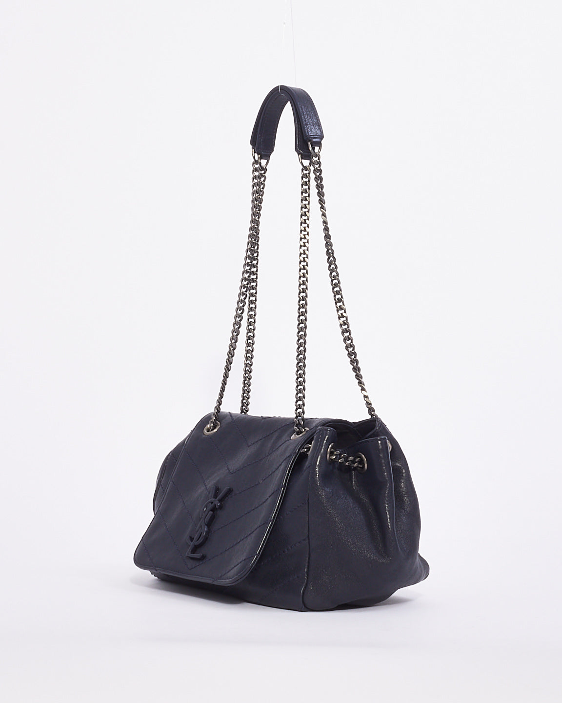 Saint Laurent Navy Blue Monogram Small Nolita Shoulder Bag