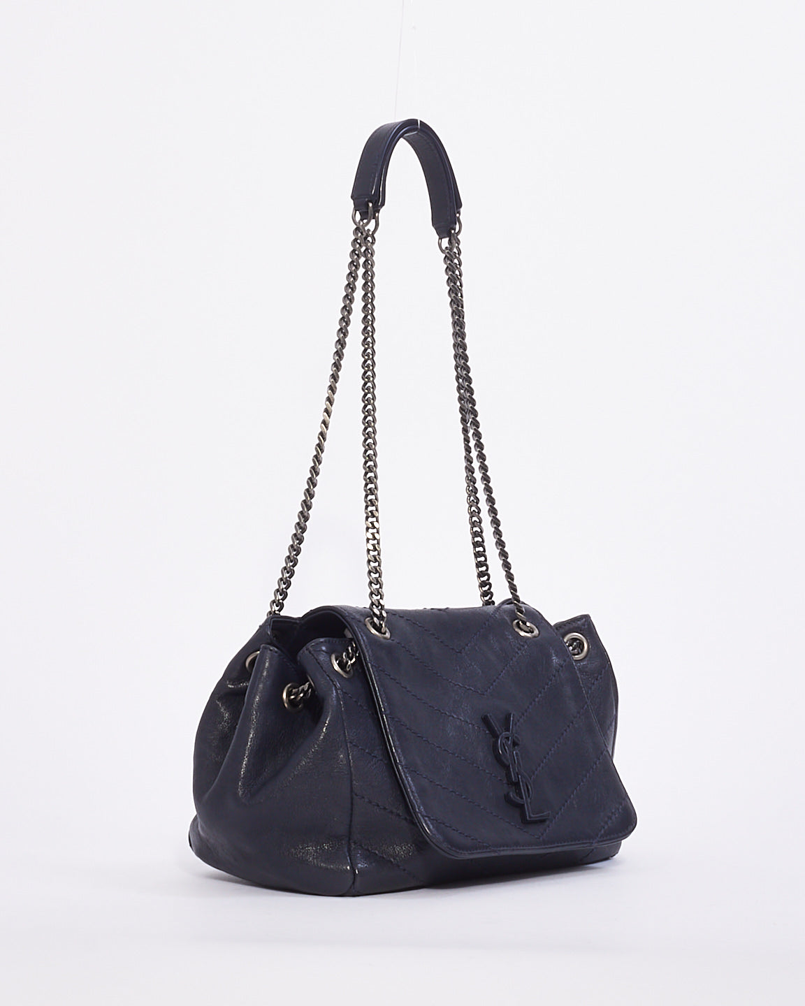 Saint Laurent Navy Blue Monogram Small Nolita Shoulder Bag