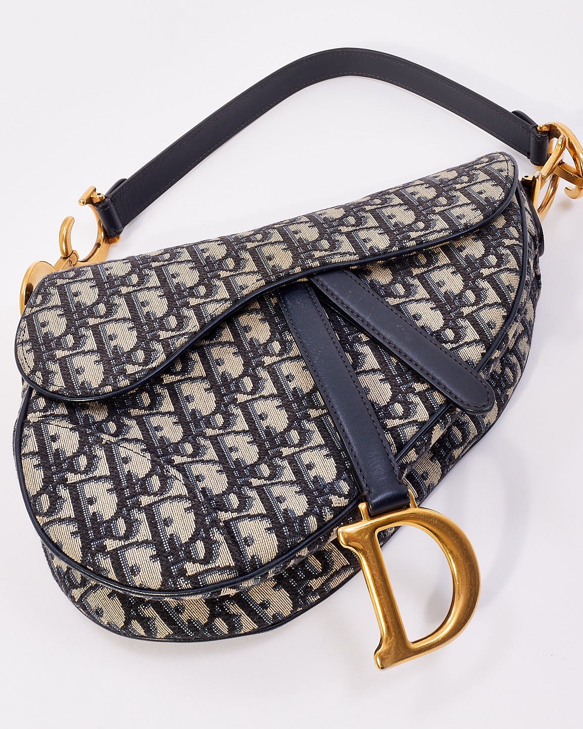 Dior Blue Canvas Oblique Jacquard Saddle Bag