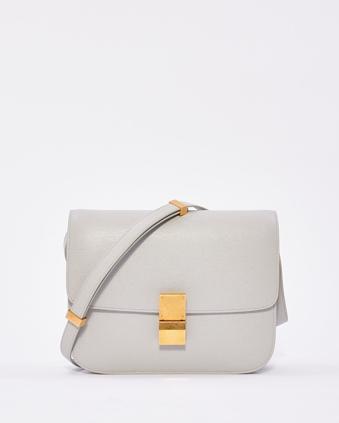 Celine Light Grey Box Calfskin Leather Medium Box Bag