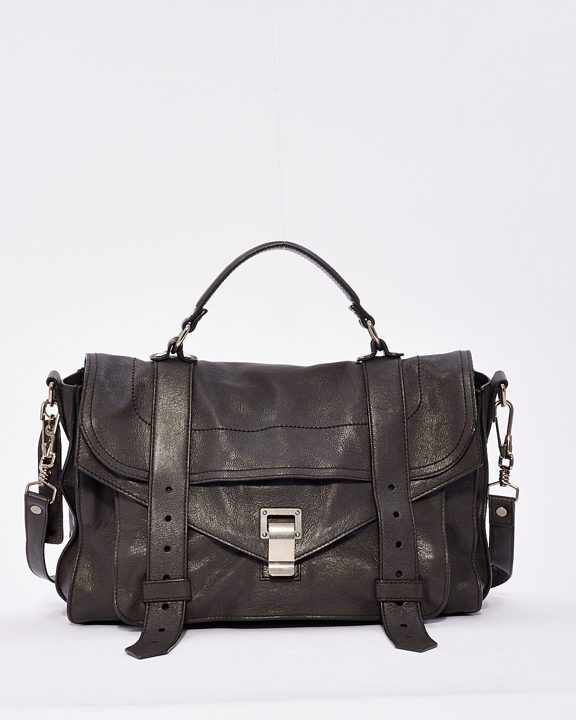 Sac PS1 en cuir gris Proenza Schouler