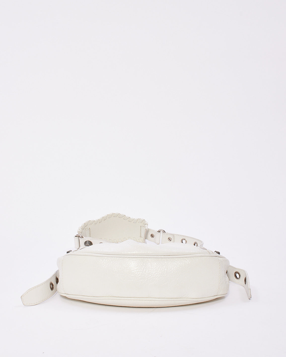 Balenciaga White Arena Lambskin Leather Le Cagole XS Shoulder Bag