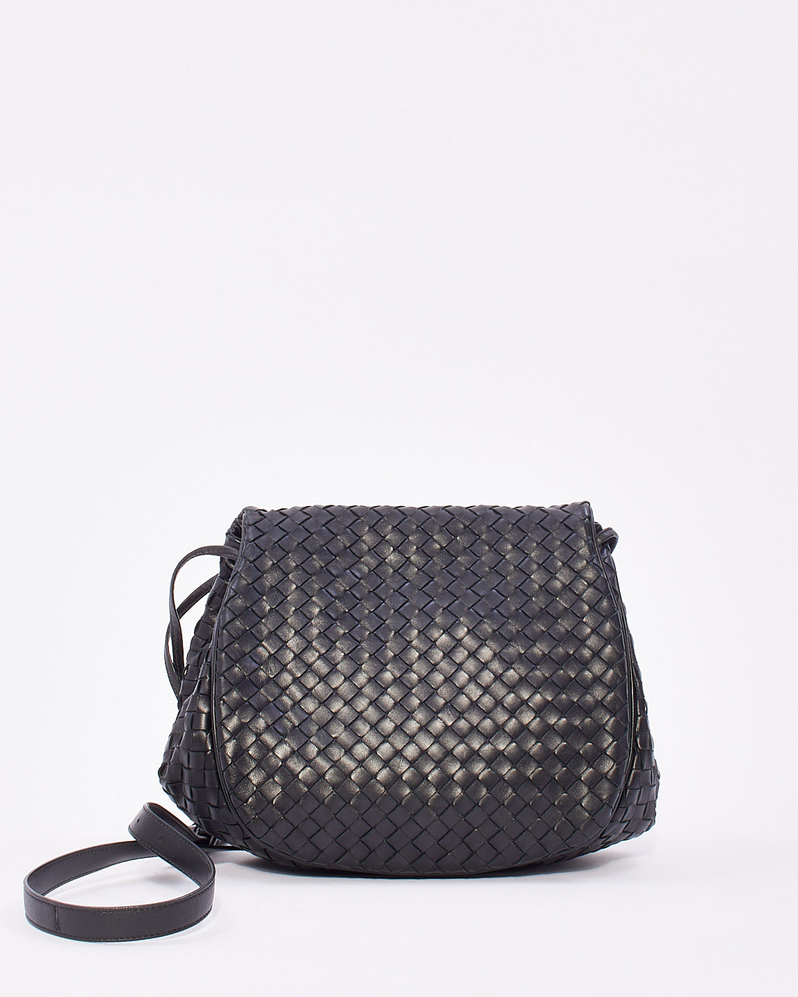 Sac messager Bottega Vintage en cuir Intrecciato noir