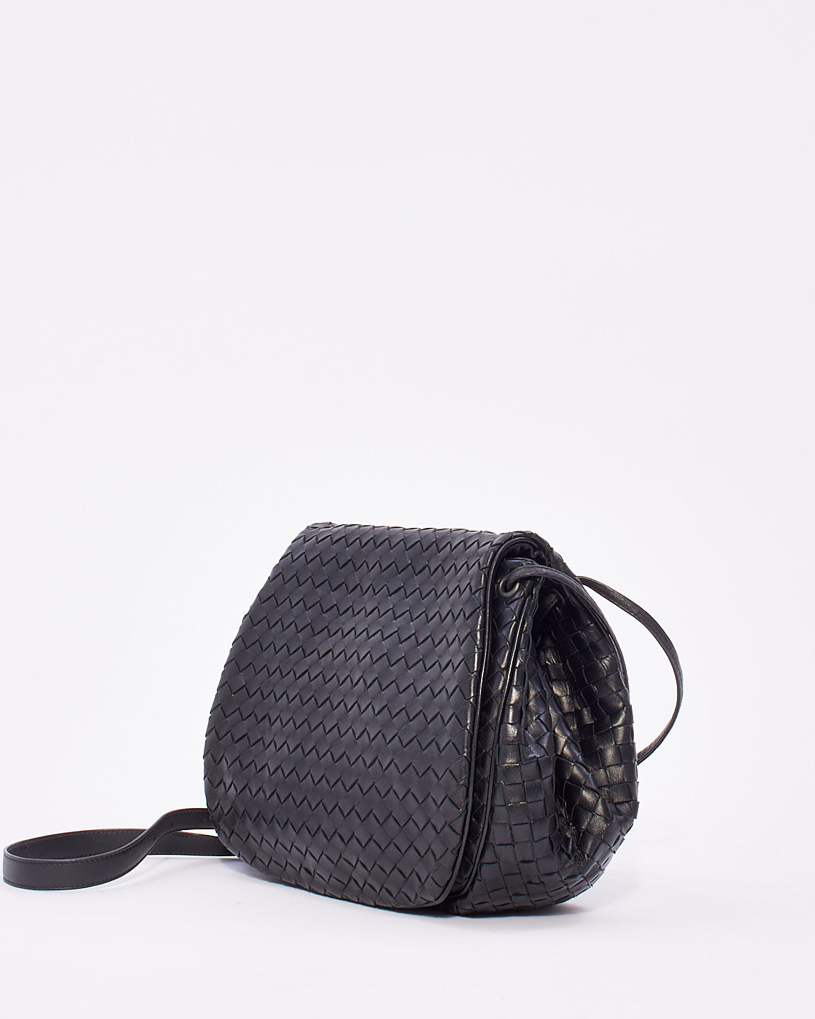 Sac messager Bottega Vintage en cuir Intrecciato noir