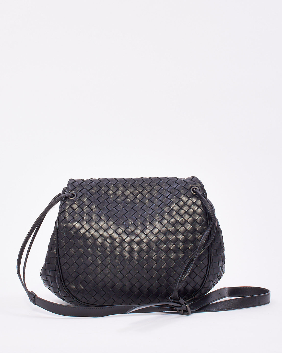 Sac messager Bottega Vintage en cuir Intrecciato noir