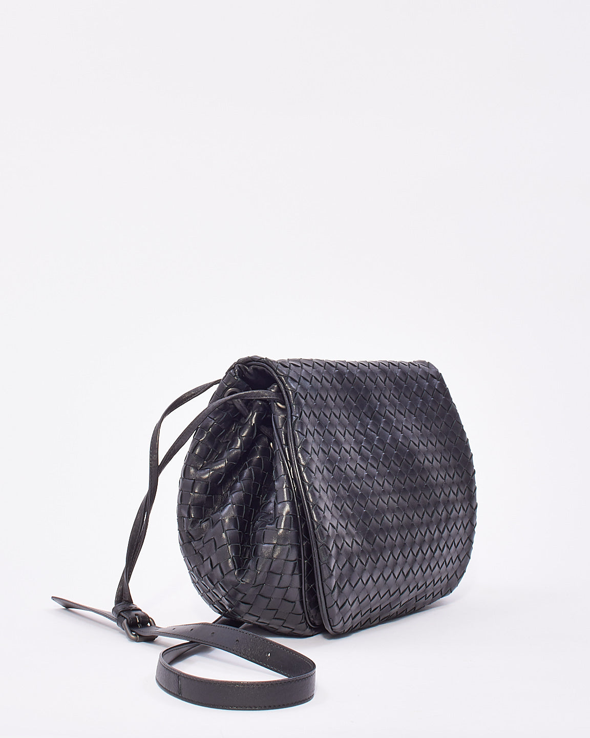 Sac messager Bottega Vintage en cuir Intrecciato noir