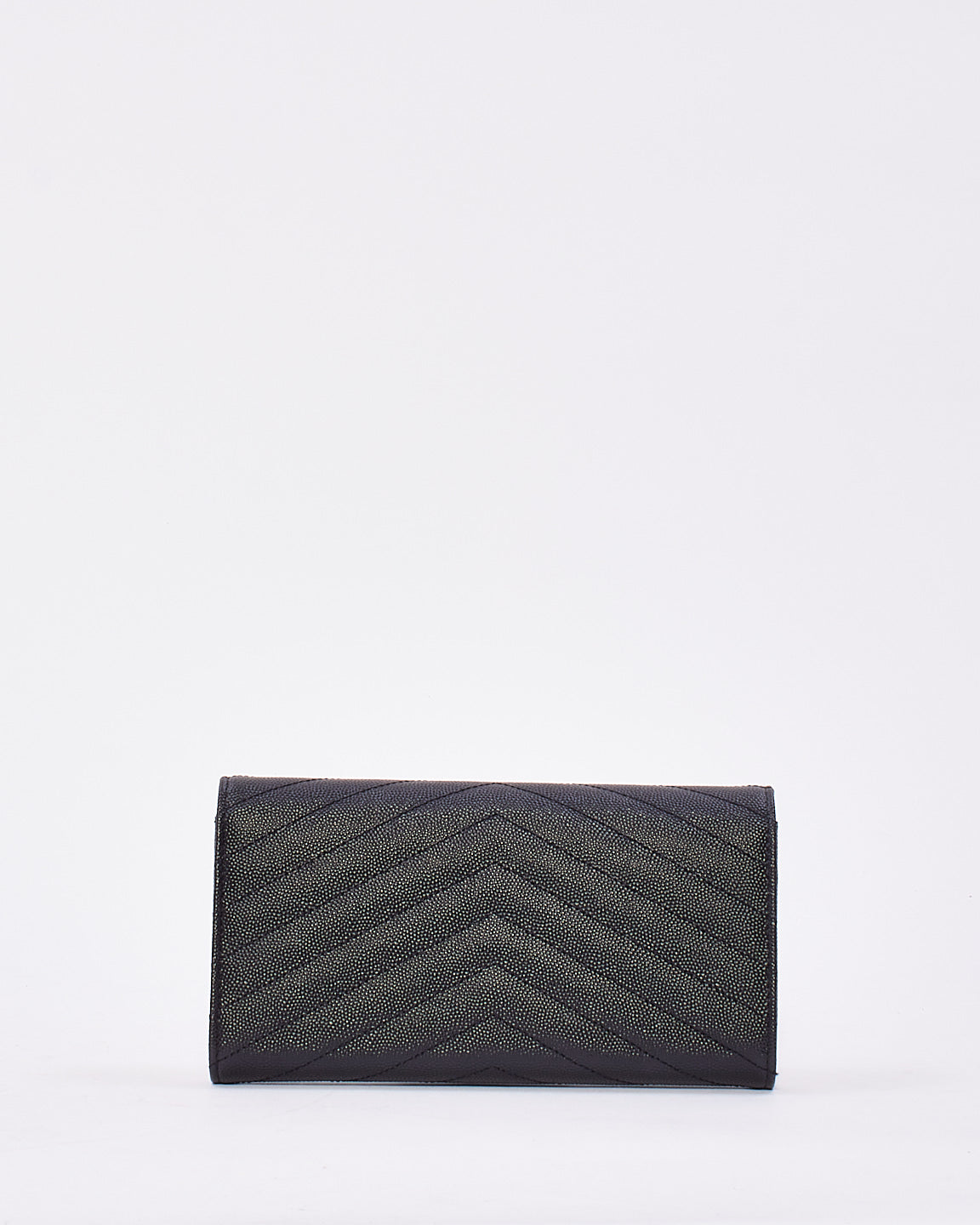 Saint Laurent Black Grained Leather Cassandra Large Flap Wallet