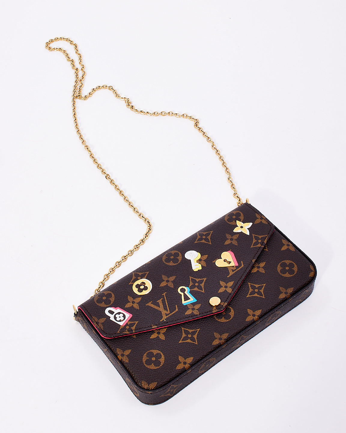 Louis Vuitton Monogram Canvas Love Lock Pochette Felicie Pochette Chain Bag