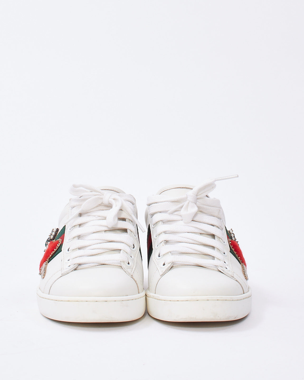 Gucci White Leather Ace White Red Heart Dagger Sword Sneakers - 36