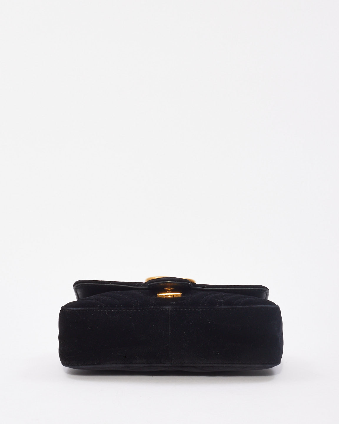 Gucci Black Matelassé Velvet Mini GG Marmont Shoulder Bag