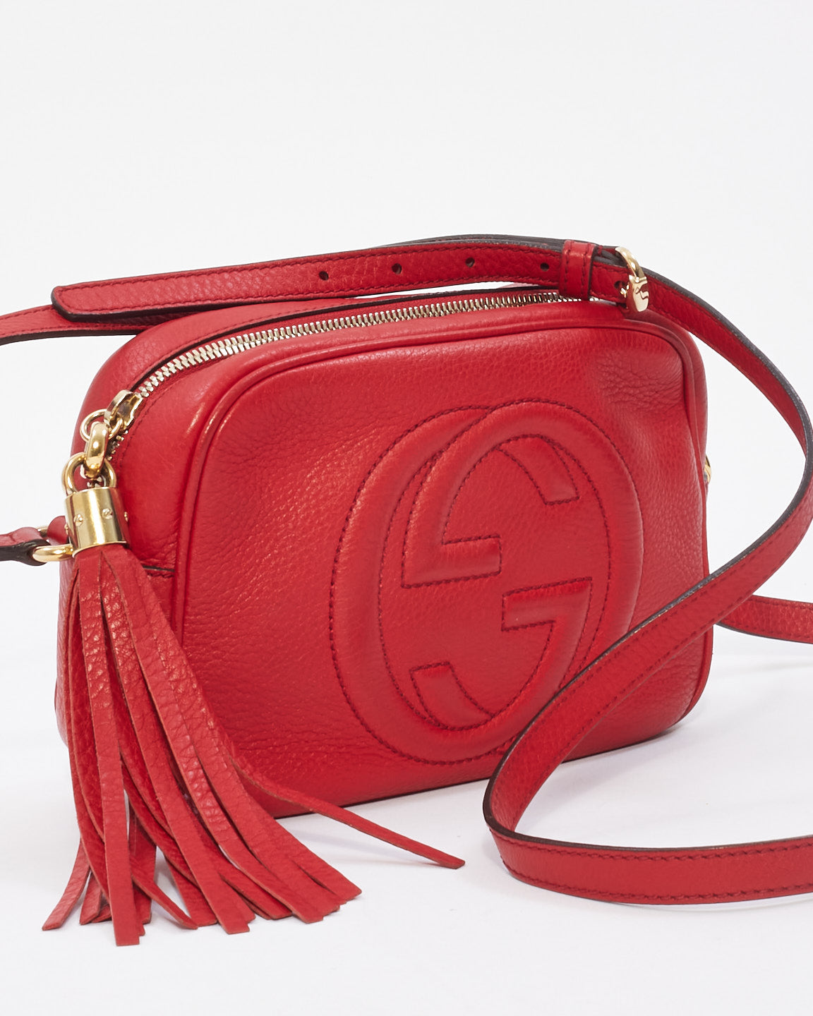 Gucci Red Leather Soho Disco Crossbody Bag